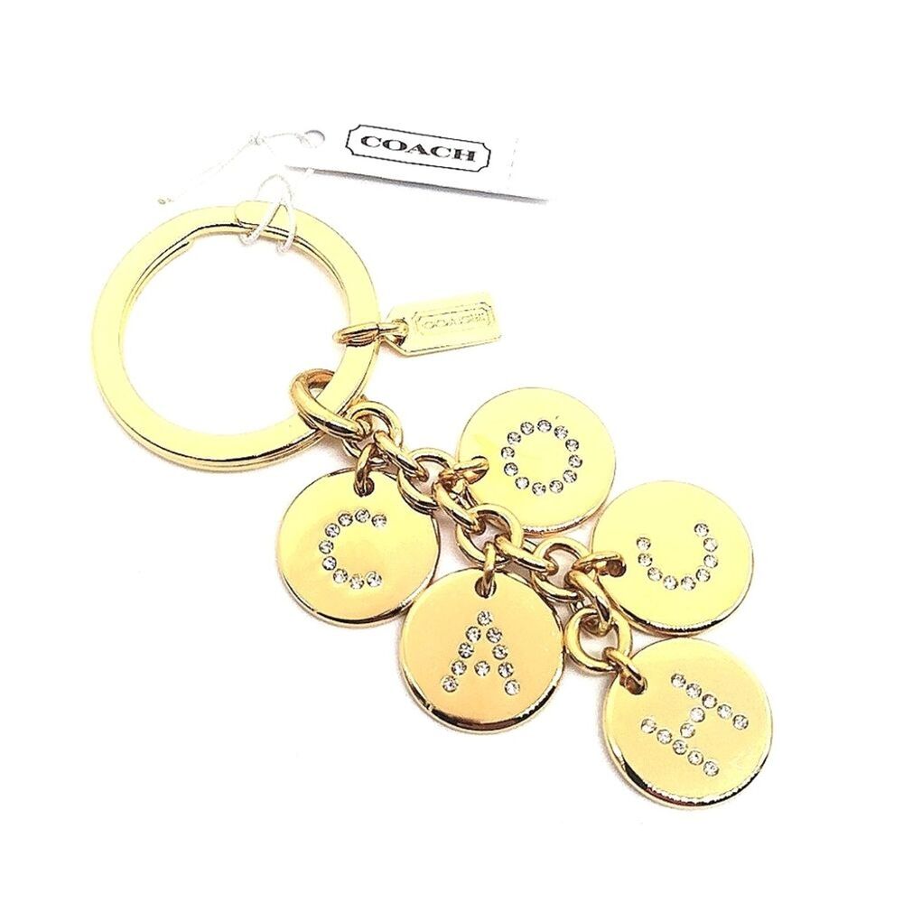 COACH Rare Gold Letters Keychain Made With Swarovski Crystals #F69939
